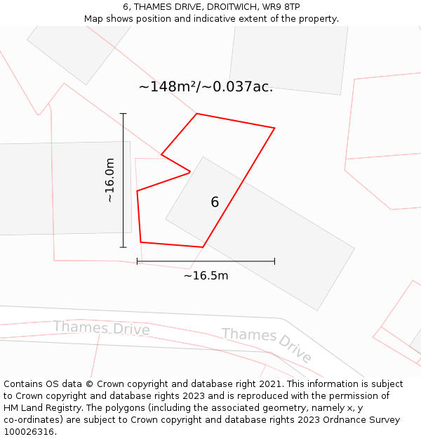 6, THAMES DRIVE, DROITWICH, WR9 8TP: Plot and title map