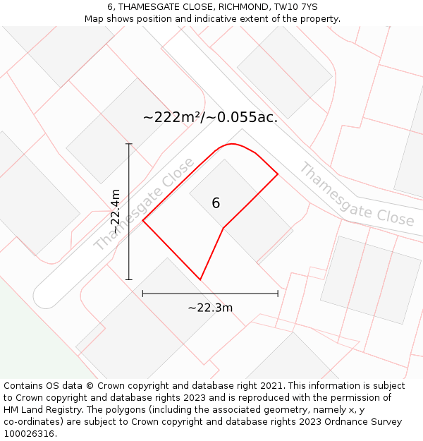 6, THAMESGATE CLOSE, RICHMOND, TW10 7YS: Plot and title map