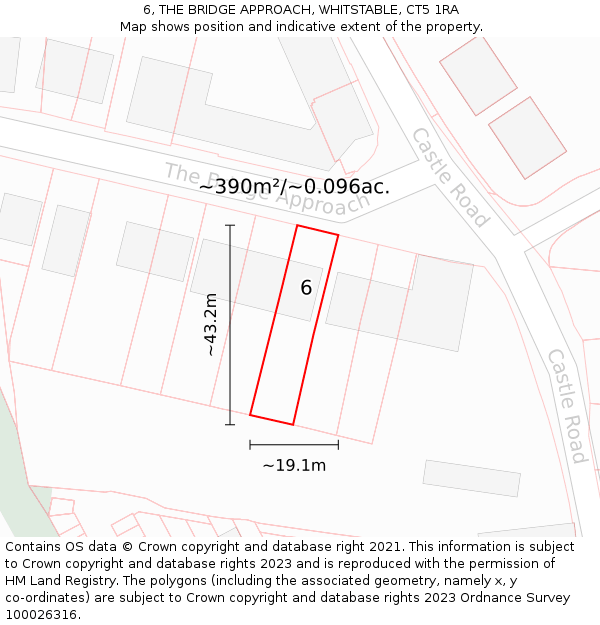 6, THE BRIDGE APPROACH, WHITSTABLE, CT5 1RA: Plot and title map