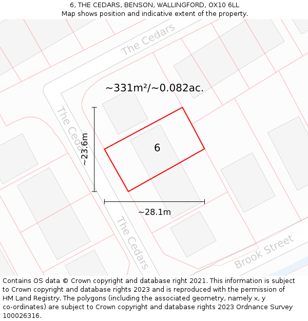 6, THE CEDARS, BENSON, WALLINGFORD, OX10 6LL: Plot and title map