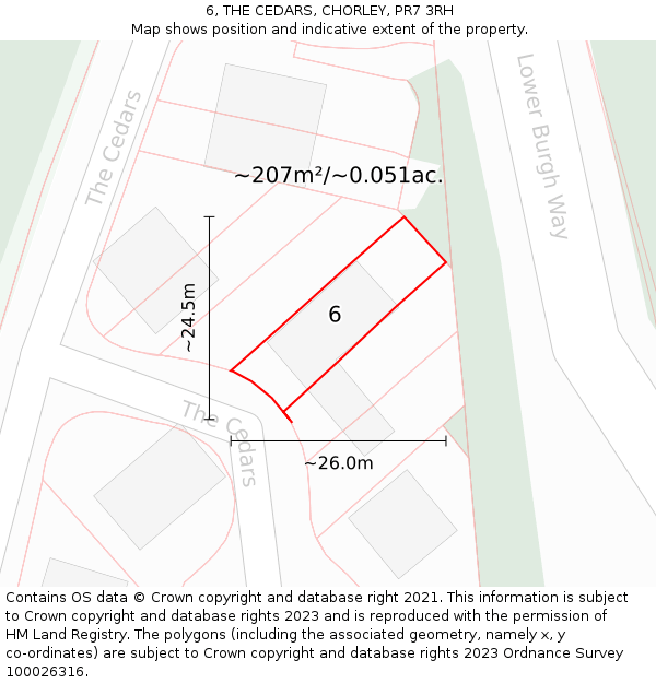 6, THE CEDARS, CHORLEY, PR7 3RH: Plot and title map