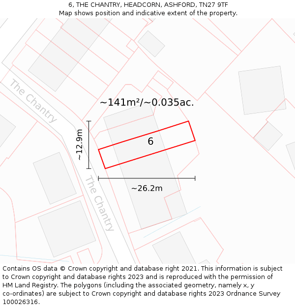 6, THE CHANTRY, HEADCORN, ASHFORD, TN27 9TF: Plot and title map
