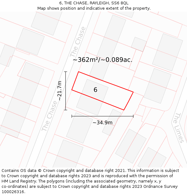 6, THE CHASE, RAYLEIGH, SS6 8QL: Plot and title map
