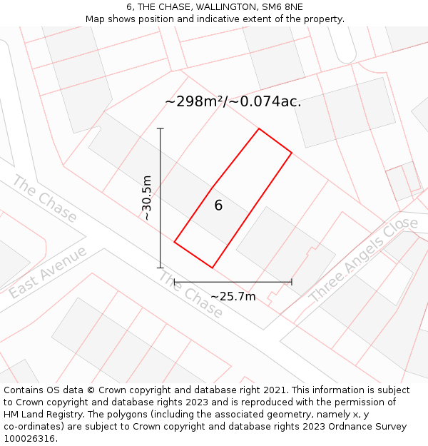 6, THE CHASE, WALLINGTON, SM6 8NE: Plot and title map