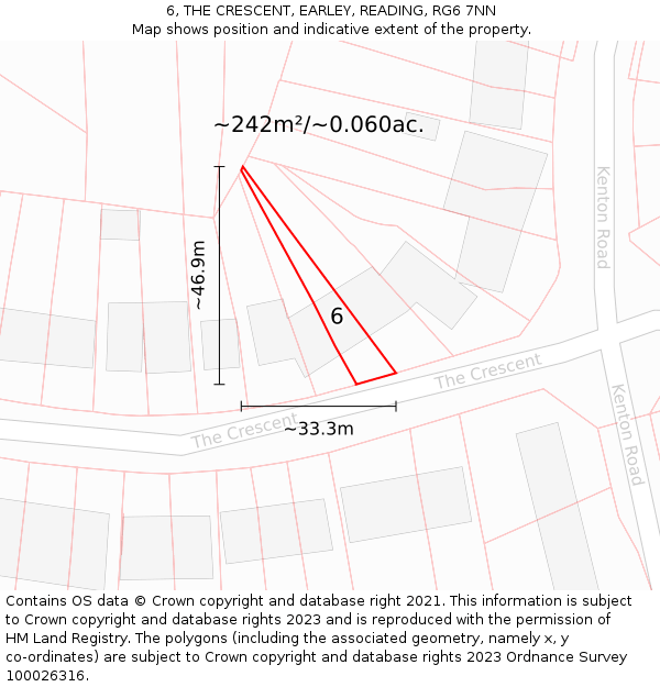 6, THE CRESCENT, EARLEY, READING, RG6 7NN: Plot and title map