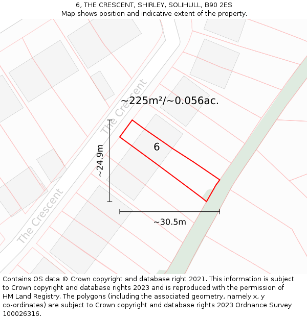 6, THE CRESCENT, SHIRLEY, SOLIHULL, B90 2ES: Plot and title map
