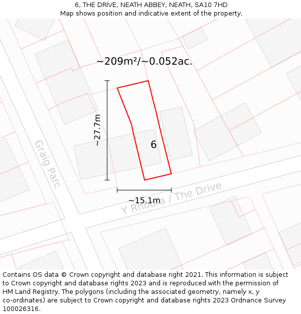 6, THE DRIVE, NEATH ABBEY, NEATH, SA10 7HD: Plot and title map