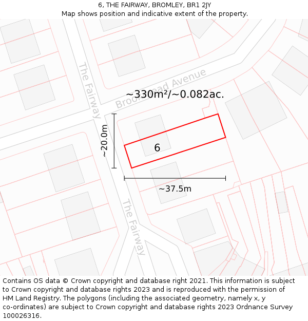 6, THE FAIRWAY, BROMLEY, BR1 2JY: Plot and title map