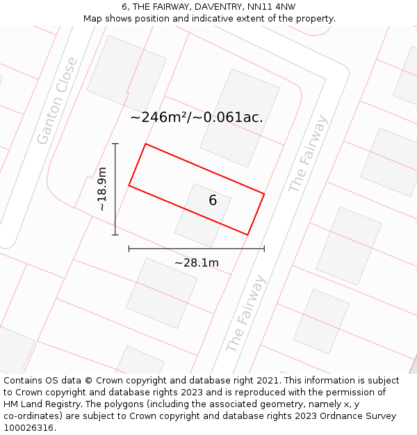 6, THE FAIRWAY, DAVENTRY, NN11 4NW: Plot and title map