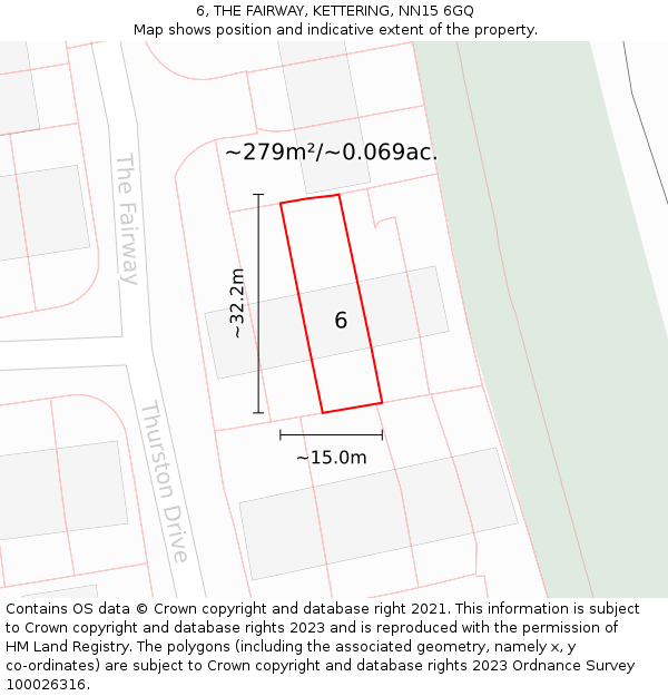 6, THE FAIRWAY, KETTERING, NN15 6GQ: Plot and title map
