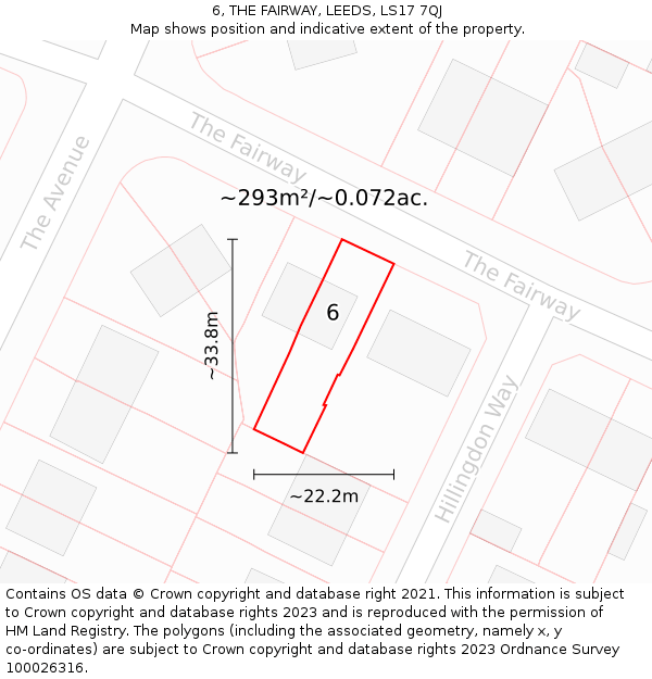 6, THE FAIRWAY, LEEDS, LS17 7QJ: Plot and title map