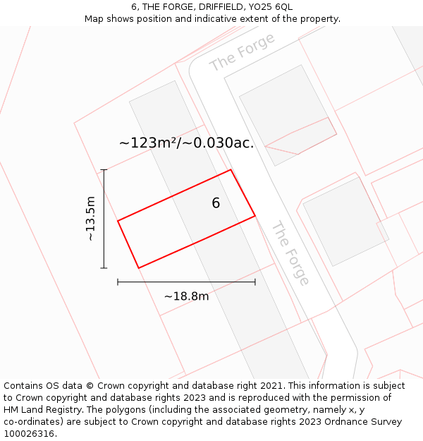 6, THE FORGE, DRIFFIELD, YO25 6QL: Plot and title map