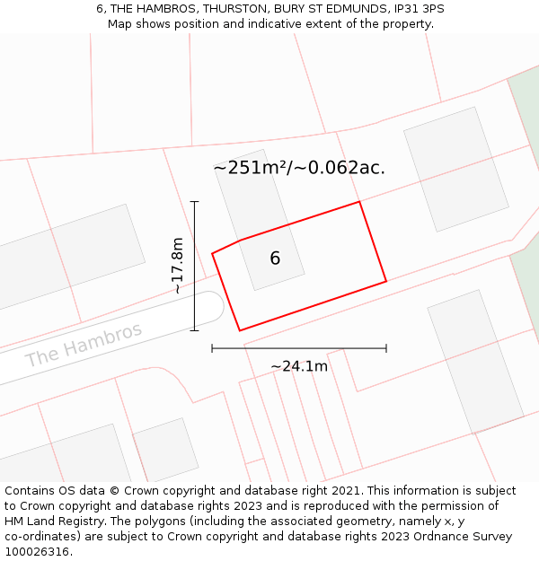 6, THE HAMBROS, THURSTON, BURY ST EDMUNDS, IP31 3PS: Plot and title map