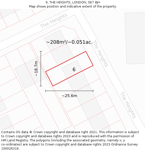 6, THE HEIGHTS, LONDON, SE7 8JH: Plot and title map