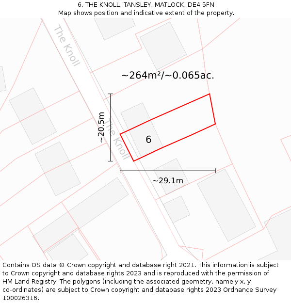 6, THE KNOLL, TANSLEY, MATLOCK, DE4 5FN: Plot and title map
