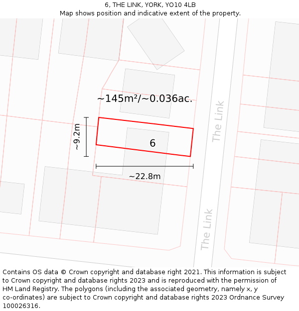 6, THE LINK, YORK, YO10 4LB: Plot and title map