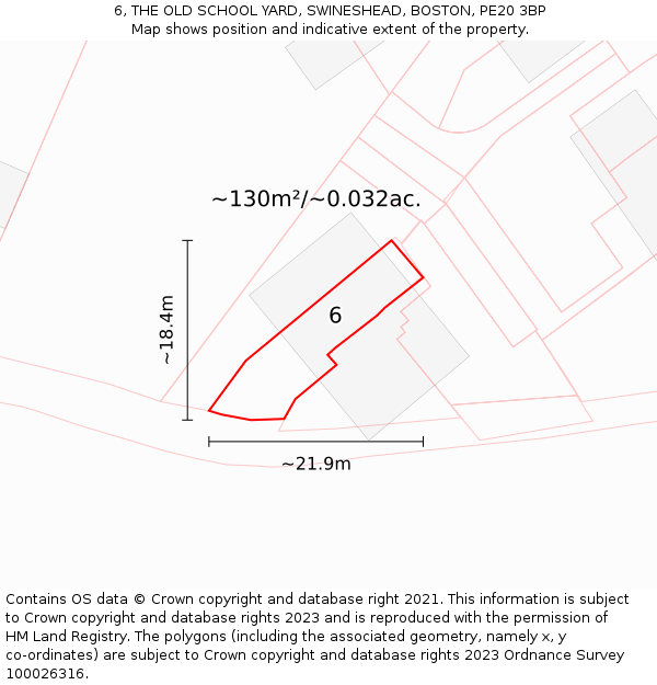 6, THE OLD SCHOOL YARD, SWINESHEAD, BOSTON, PE20 3BP: Plot and title map