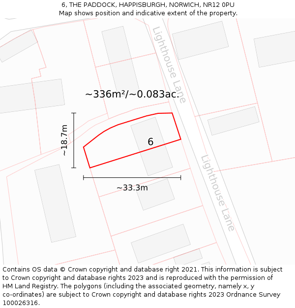 6, THE PADDOCK, HAPPISBURGH, NORWICH, NR12 0PU: Plot and title map