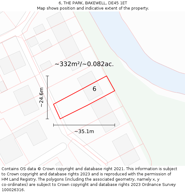6, THE PARK, BAKEWELL, DE45 1ET: Plot and title map
