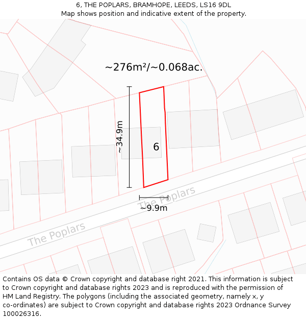 6, THE POPLARS, BRAMHOPE, LEEDS, LS16 9DL: Plot and title map