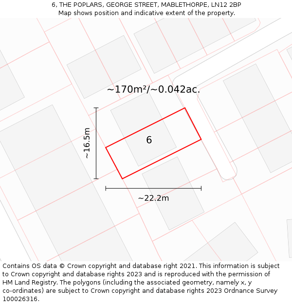 6, THE POPLARS, GEORGE STREET, MABLETHORPE, LN12 2BP: Plot and title map