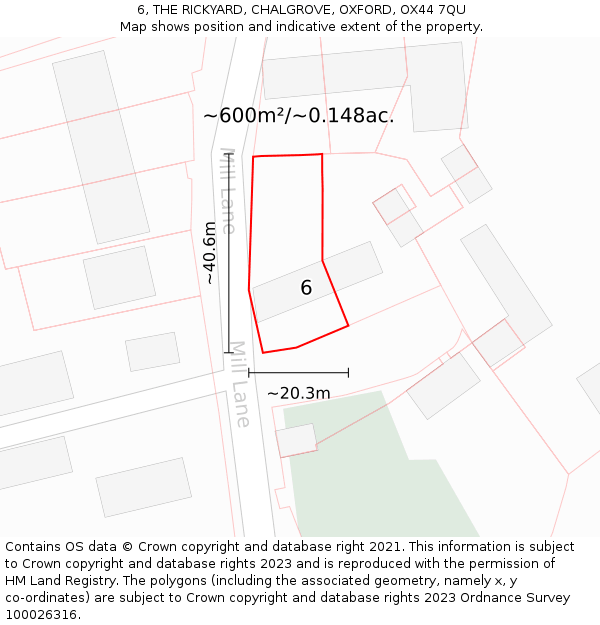6, THE RICKYARD, CHALGROVE, OXFORD, OX44 7QU: Plot and title map