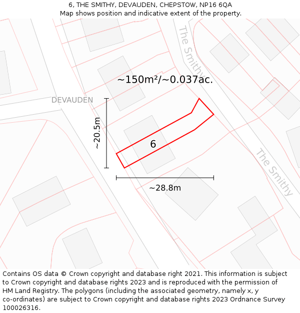 6, THE SMITHY, DEVAUDEN, CHEPSTOW, NP16 6QA: Plot and title map