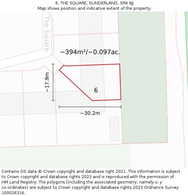 6, THE SQUARE, SUNDERLAND, SR6 8JJ: Plot and title map