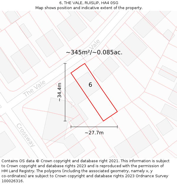 6, THE VALE, RUISLIP, HA4 0SG: Plot and title map
