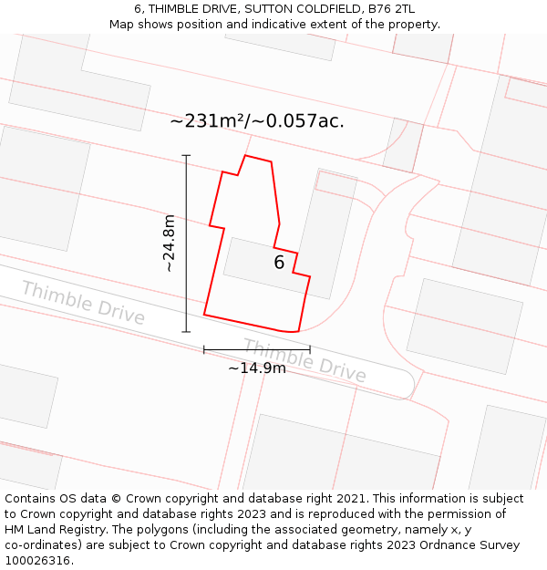 6, THIMBLE DRIVE, SUTTON COLDFIELD, B76 2TL: Plot and title map