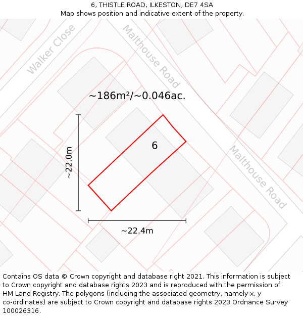 6, THISTLE ROAD, ILKESTON, DE7 4SA: Plot and title map