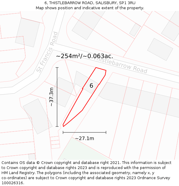 6, THISTLEBARROW ROAD, SALISBURY, SP1 3RU: Plot and title map