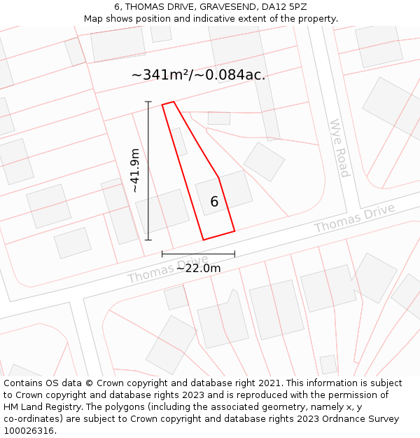 6, THOMAS DRIVE, GRAVESEND, DA12 5PZ: Plot and title map