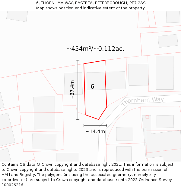 6, THORNHAM WAY, EASTREA, PETERBOROUGH, PE7 2AS: Plot and title map