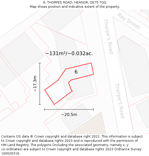 6, THORPES ROAD, HEANOR, DE75 7GQ: Plot and title map