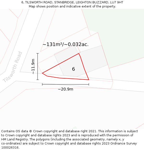 6, TILSWORTH ROAD, STANBRIDGE, LEIGHTON BUZZARD, LU7 9HT: Plot and title map