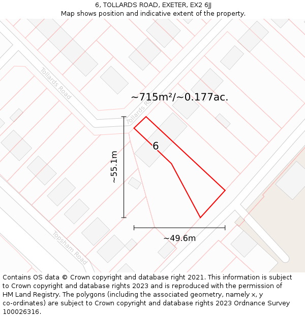 6, TOLLARDS ROAD, EXETER, EX2 6JJ: Plot and title map