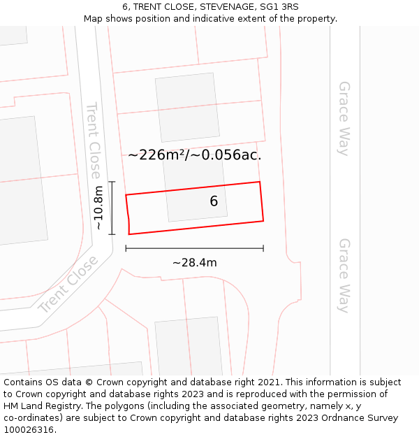 6, TRENT CLOSE, STEVENAGE, SG1 3RS: Plot and title map