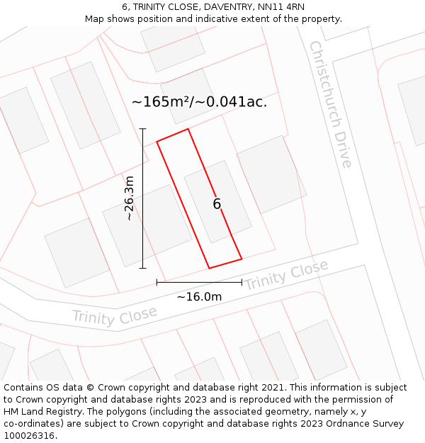6, TRINITY CLOSE, DAVENTRY, NN11 4RN: Plot and title map