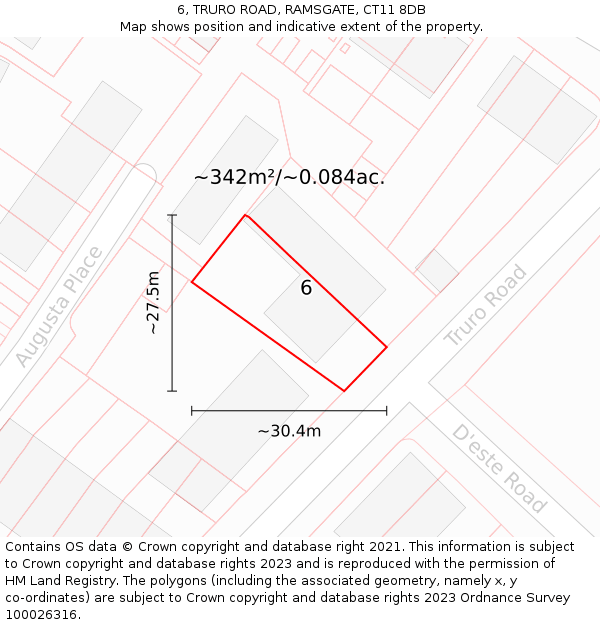 6, TRURO ROAD, RAMSGATE, CT11 8DB: Plot and title map