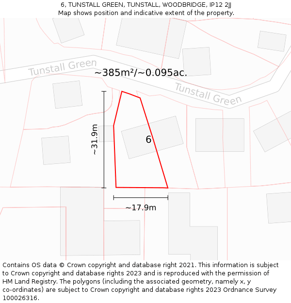 6, TUNSTALL GREEN, TUNSTALL, WOODBRIDGE, IP12 2JJ: Plot and title map
