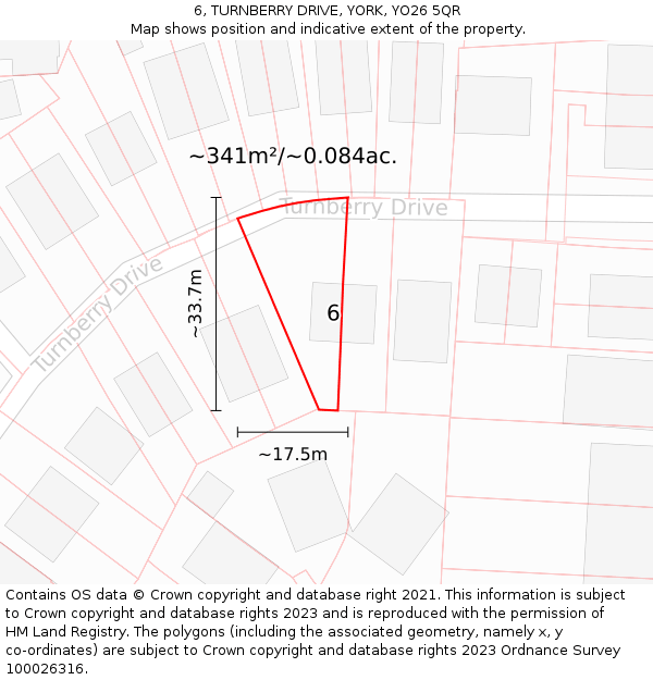 6, TURNBERRY DRIVE, YORK, YO26 5QR: Plot and title map