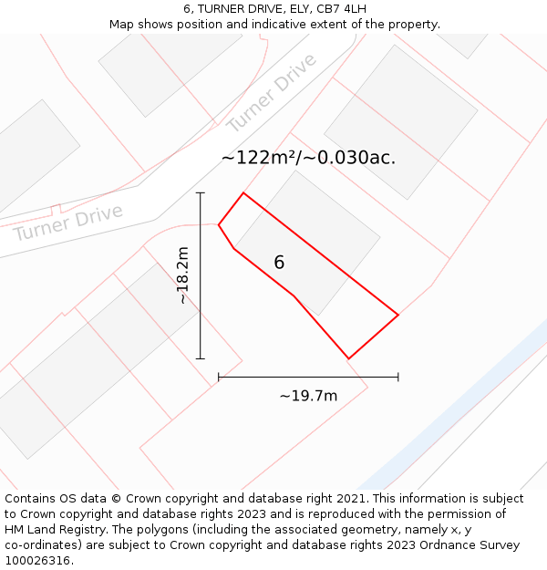 6, TURNER DRIVE, ELY, CB7 4LH: Plot and title map
