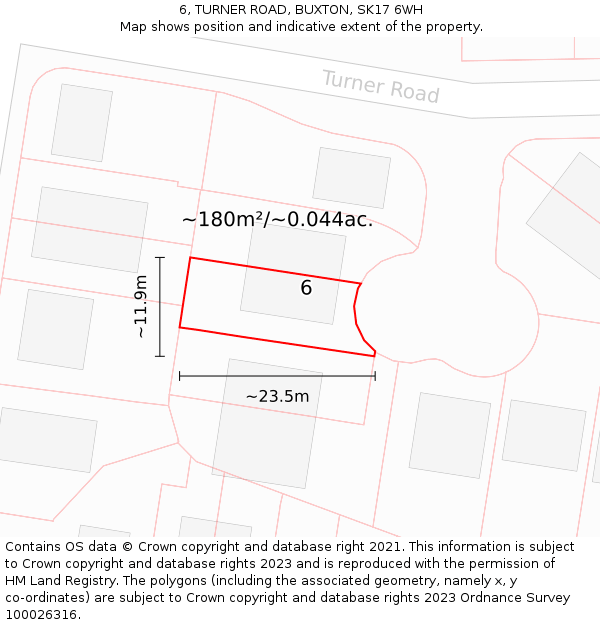 6, TURNER ROAD, BUXTON, SK17 6WH: Plot and title map