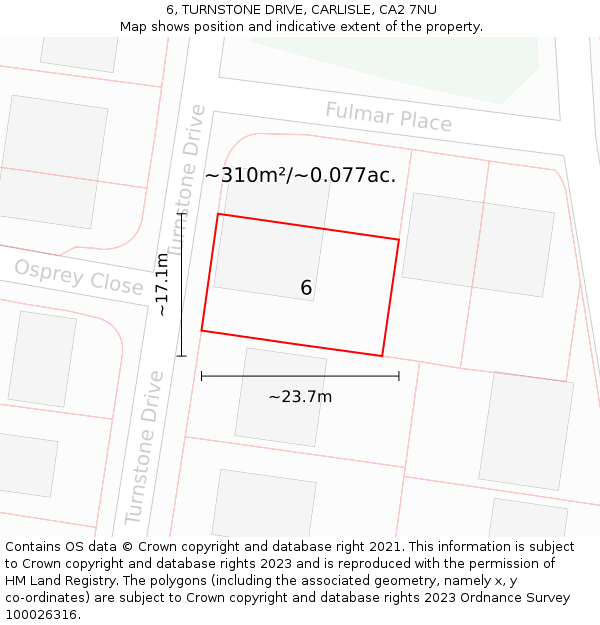 6, TURNSTONE DRIVE, CARLISLE, CA2 7NU: Plot and title map