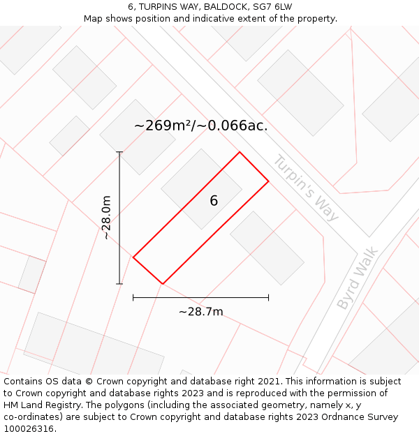 6, TURPINS WAY, BALDOCK, SG7 6LW: Plot and title map