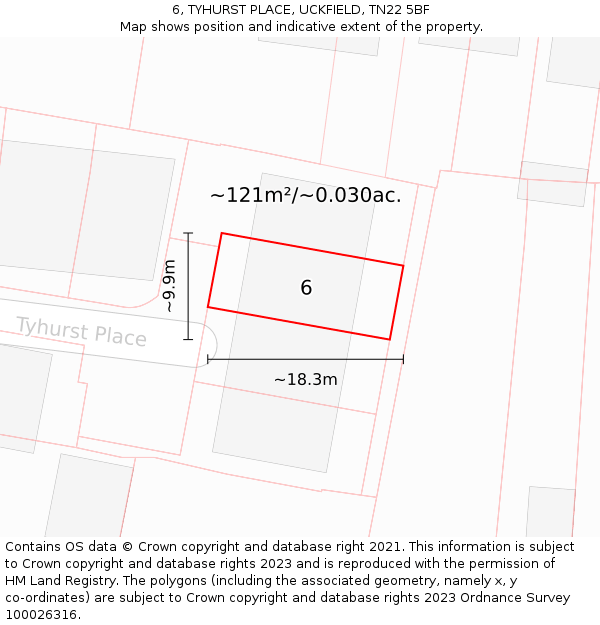 6, TYHURST PLACE, UCKFIELD, TN22 5BF: Plot and title map