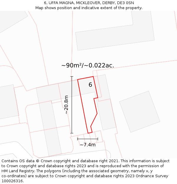 6, UFFA MAGNA, MICKLEOVER, DERBY, DE3 0SN: Plot and title map