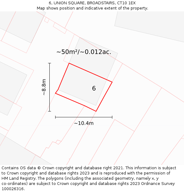 6, UNION SQUARE, BROADSTAIRS, CT10 1EX: Plot and title map