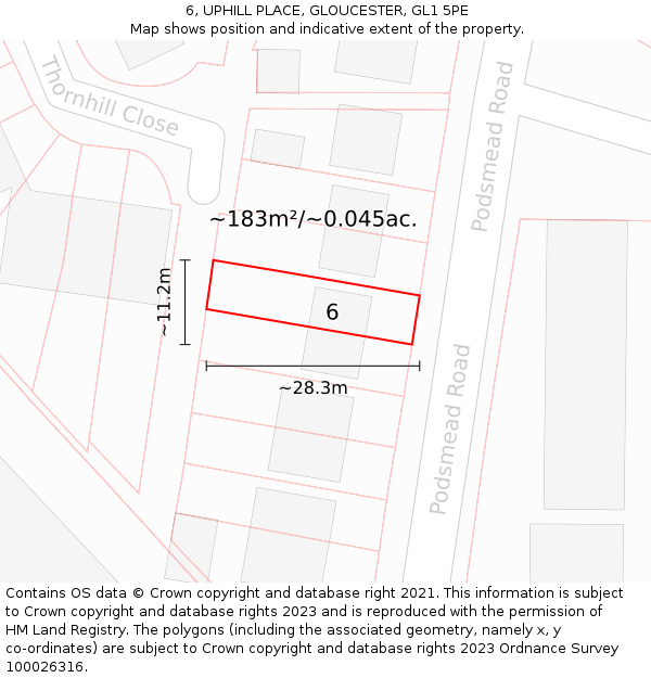 6, UPHILL PLACE, GLOUCESTER, GL1 5PE: Plot and title map